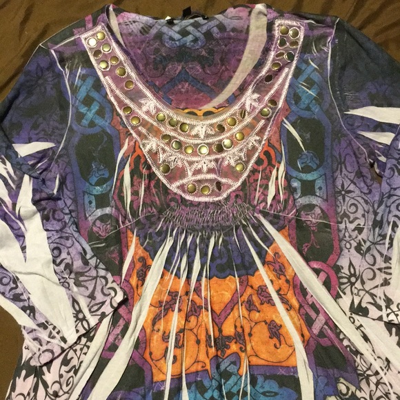 Bleu women’s shark bite blouse Xl - Picture 2 of 5